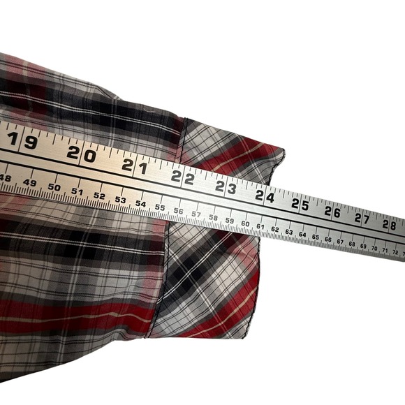 Akademiks Mens 2XL Plaid Button Down Shirt Red Black White Long Sleeve Cotton - Picture 10 of 13